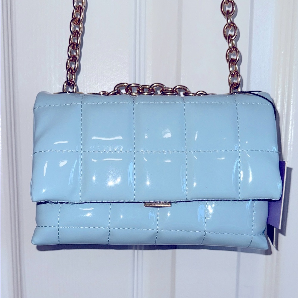 NWT- HOUSE OF WANT-Elegant Blue Quilted Shoulder Bag.